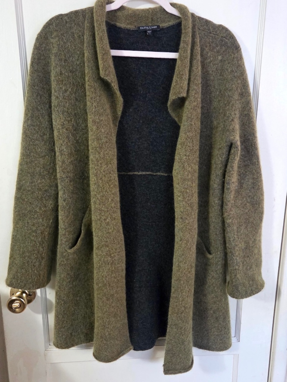 Eileen Fisher Petite Open Front Cashmere Wool Blend Cardigan Size PP